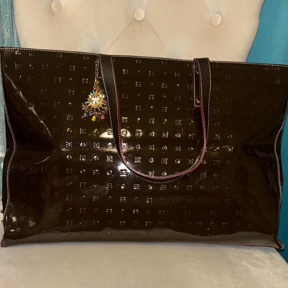 Arcadia Handbags - Arcadia Italian Luxury Brown Large Patent Leather Tote Bag